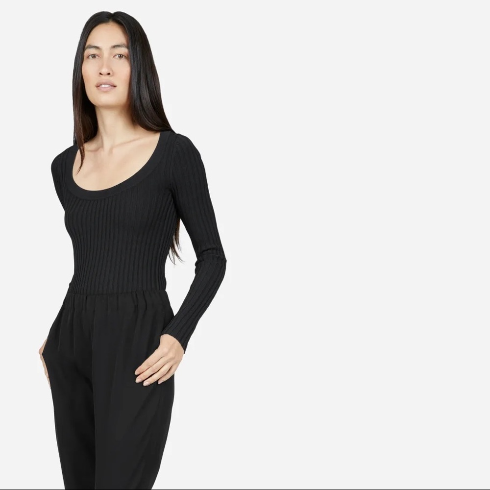 Everlane The E2 Ribbed U-Neck Sweater Black